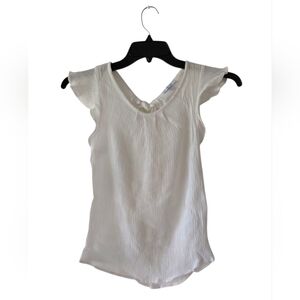 IRIS White Crinkle Flutter Sleeve Blouse Size S